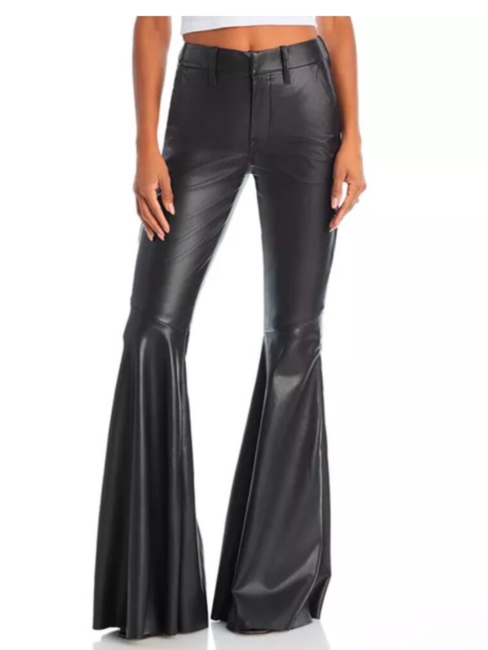 EUC Mother Denim The Super Cha Cha Prep Heel Wax on Off Black 00 24 Faux Leather